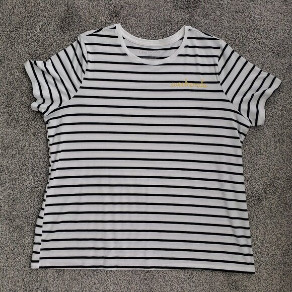 Lane Bryant women’s Short Sleeve Striped T-Shirt, Nice Condition, "Weekends" - Picture 1 of 7